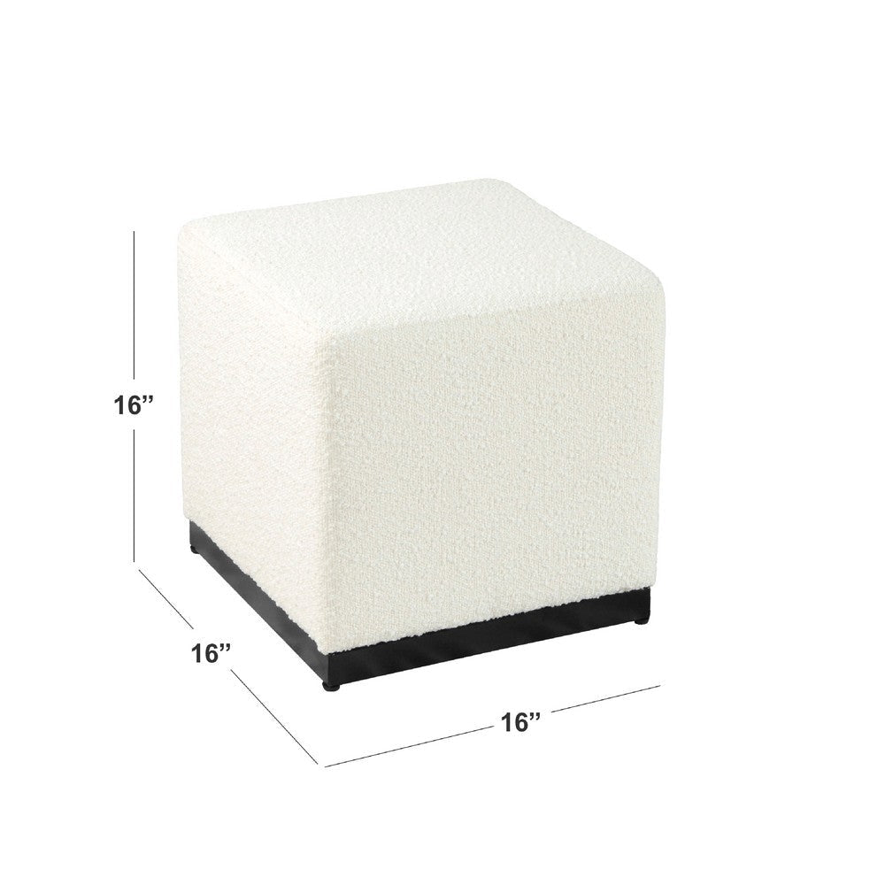Lev Accent Ottoman | Square Cube SIlhouette with White Boucle 16’’ BM334422