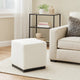 Lev Accent Ottoman | Square Cube SIlhouette with White Boucle 16"