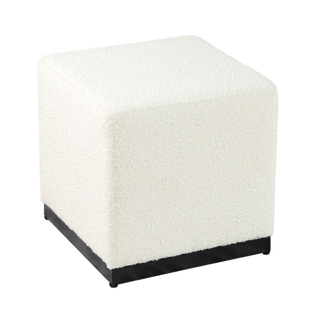 Lev Accent Ottoman | Square Cube SIlhouette with White Boucle 16"