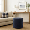 Sem Round Accent Ottoman | Royal Blue Channel Stitched Velvet 18"