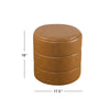 Sem Round Accent Ottoman | Brown Channel Tufted Faux Leather 18’’ BM334424