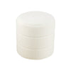 Sem Round Accent Ottoman | Cream White Chanel Stitched Boucle 18’’