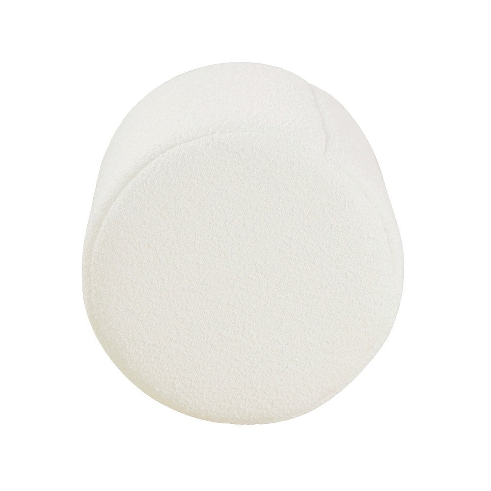 Sem Round Accent Ottoman | Cream White Chanel Stitched Boucle 18’’