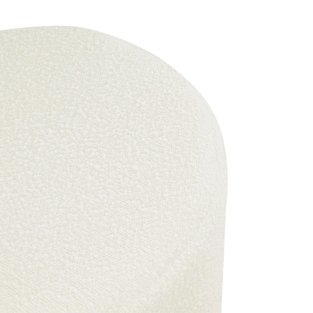 Sem Round Accent Ottoman | Cream White Chanel Stitched Boucle 18’’