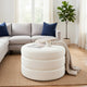 Sem Round Accent Ottoman | Cream White Chanel Stitched Boucle 18"
