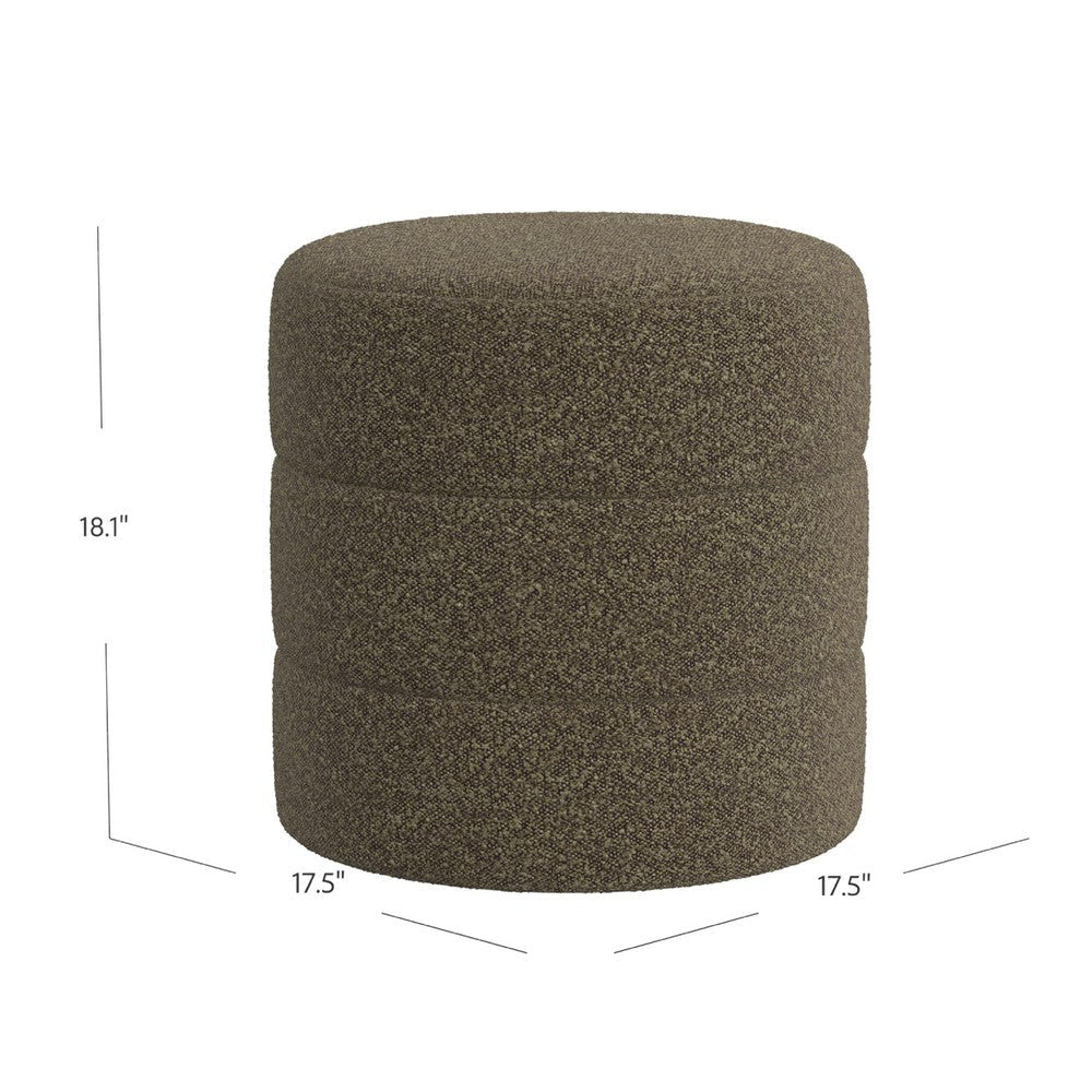 Sem Round Accent Ottoman | Dark Brown Channel Stitched Boucle 18’’ BM334426