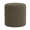 Sem Round Accent Ottoman | Dark Brown Channel Stitched Boucle 18"