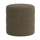 Sem Round Accent Ottoman | Dark Brown Channel Stitched Boucle 18"