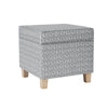 Pyp Square Storage Ottoman | 18’’ Gray Print Fabric | Brown Wood