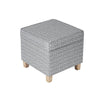 Pyp Square Storage Ottoman | 18’’ Gray Print Fabric | Brown Wood