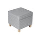Pyp Square Storage Ottoman | 18’’ Gray Print Fabric | Brown Wood