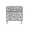 Pyp Square Storage Ottoman | 18’’ Gray Print Fabric | Brown Wood