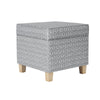 Pyp Square Storage Ottoman | 18" Gray Print Fabric | Brown Wood