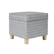 Pyp Square Storage Ottoman | 18" Gray Print Fabric | Brown Wood