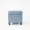 Pyp Square Storage Ottoman | 18" Indigo Blue Print | Walnut Brown
