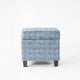 Pyp Square Storage Ottoman | 18" Indigo Blue Print | Walnut Brown