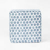 Pyp Square Storage Ottoman | 18’’ Blue Green Pattern Print | Brown