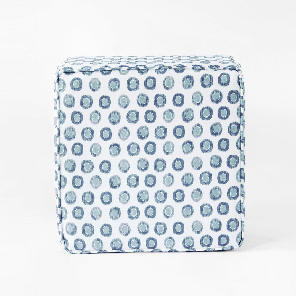 Pyp Square Storage Ottoman | 18’’ Blue Green Pattern Print | Brown