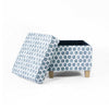 Pyp Square Storage Ottoman | 18’’ Blue Green Pattern Print | Brown