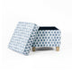 Pyp Square Storage Ottoman | 18’’ Blue Green Pattern Print | Brown