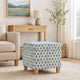 Pyp Square Storage Ottoman | 18" Blue Green Pattern Print | Brown