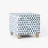 Pyp Square Storage Ottoman | 18" Blue Green Pattern Print | Brown