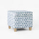Pyp Square Storage Ottoman | 18" Blue Green Pattern Print | Brown
