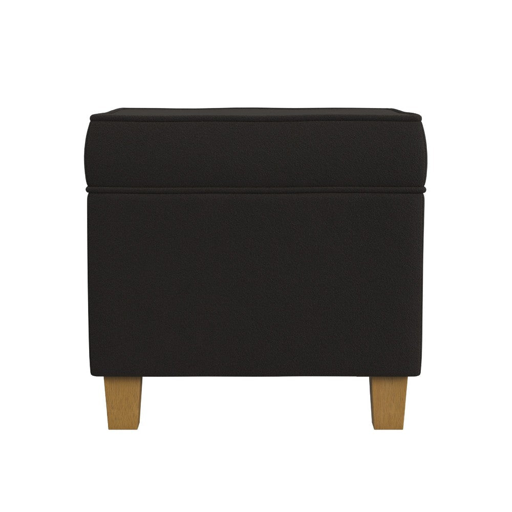 Pyp Square Storage Ottoman | 18’’ Chocolate Brown Velvet | Honey Wood