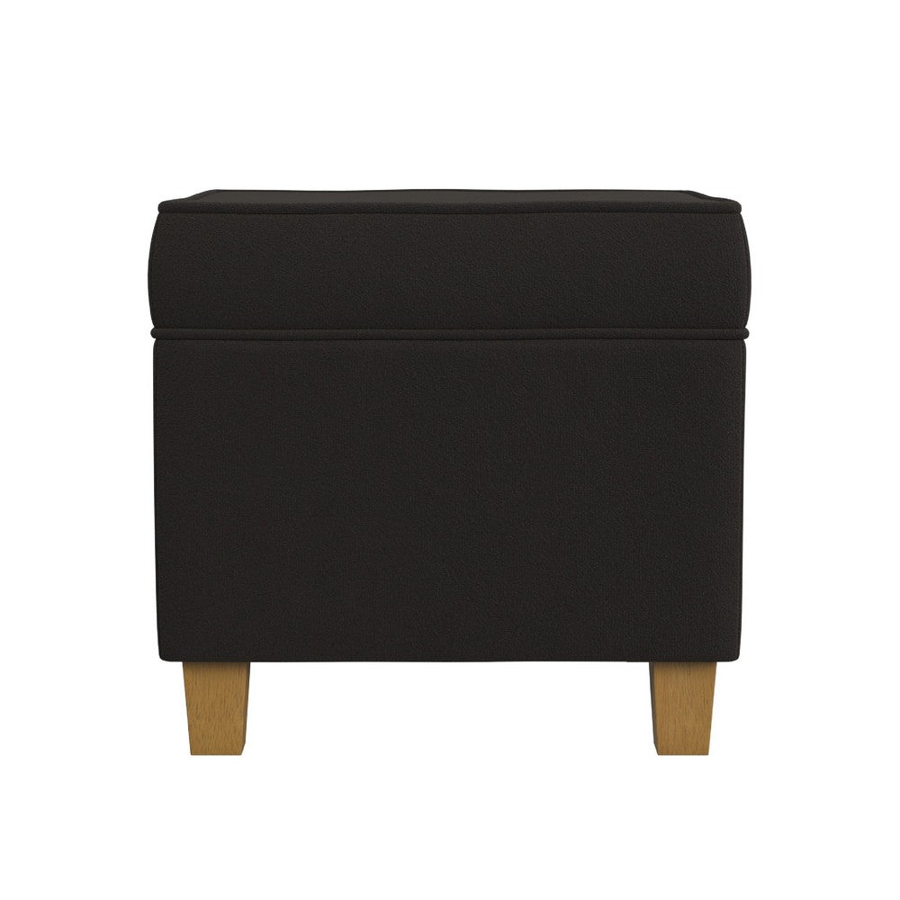 Pyp Square Storage Ottoman | 18" Chocolate Brown Velvet | Honey Wood