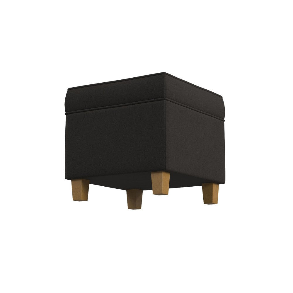 Pyp Square Storage Ottoman | 18’’ Chocolate Brown Velvet | Honey Wood