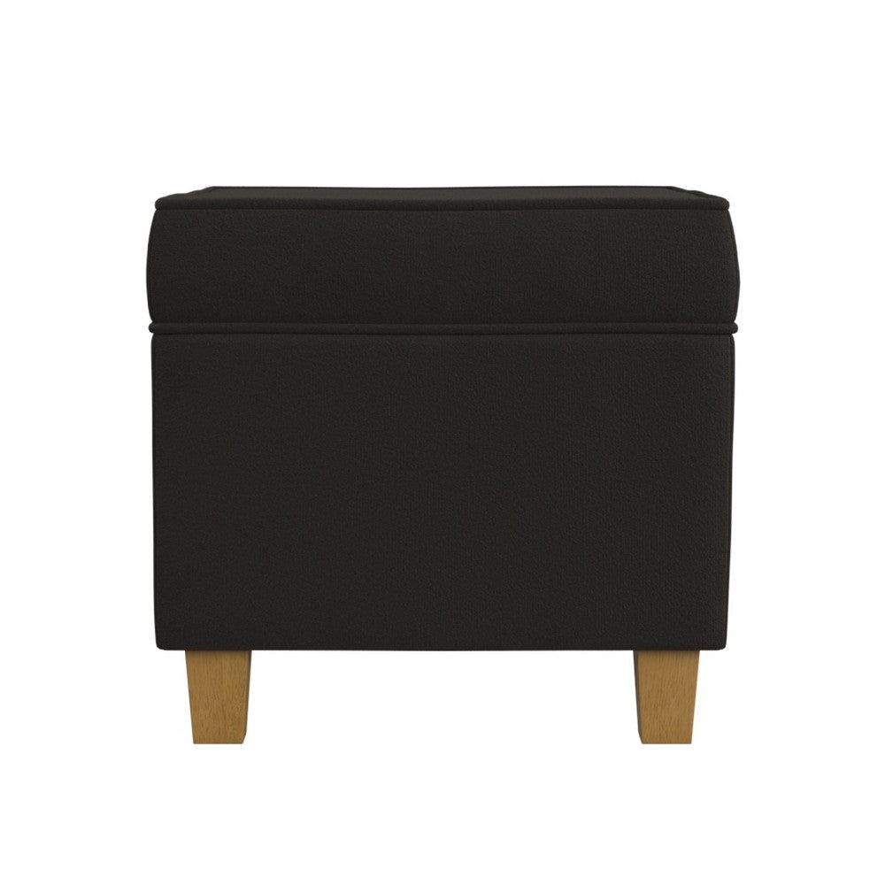 Pyp Square Storage Ottoman | 18’’ Chocolate Brown Velvet | Honey Wood