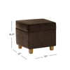 Pyp Square Storage Ottoman | 18" Chocolate Brown Velvet | Honey Wood