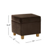 Pyp Square Storage Ottoman | 18’’ Chocolate Brown Velvet | Honey Wood