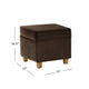 Pyp Square Storage Ottoman | 18’’ Chocolate Brown Velvet | Honey Wood