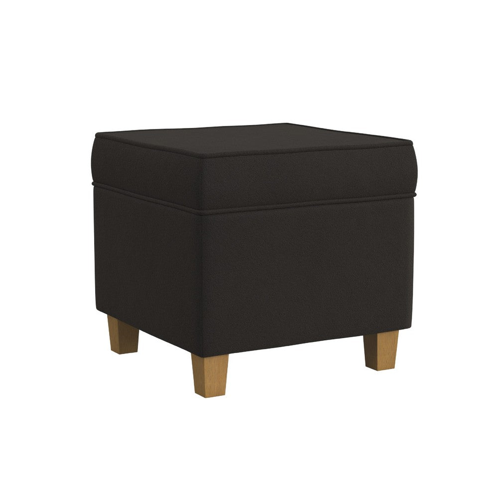 Pyp Square Storage Ottoman | 18" Chocolate Brown Velvet | Honey Wood