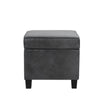 Pyp Square Storage Ottoman | 18" Dark Gray Faux Leather | Black Wood