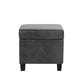 Pyp Square Storage Ottoman | 18" Dark Gray Faux Leather | Black Wood