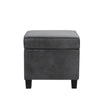 Pyp Square Storage Ottoman | 18’’ Dark Gray Faux Leather | Black Wood