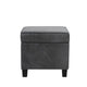 Pyp Square Storage Ottoman | 18’’ Dark Gray Faux Leather | Black Wood
