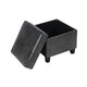 Pyp Square Storage Ottoman | 18" Dark Gray Faux Leather | Black Wood