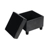 Pyp Square Storage Ottoman | 18" Dark Gray Faux Leather | Black Wood