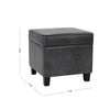 Pyp Square Storage Ottoman | 18" Dark Gray Faux Leather | Black Wood