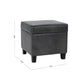 Pyp Square Storage Ottoman | 18" Dark Gray Faux Leather | Black Wood