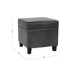 Pyp Square Storage Ottoman | 18’’ Dark Gray Faux Leather | Black Wood