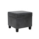 Pyp Square Storage Ottoman | 18" Dark Gray Faux Leather | Black Wood