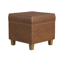 Pyp Square Storage Ottoman | 18" Rich Dark Brown Faux Leather