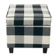Pyp Square Storage Ottoman | 18’’ Black Plaid Cotton | Ebony Legs