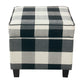 Pyp Square Storage Ottoman | 18" Black Plaid Cotton | Ebony Legs