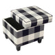 Pyp Square Storage Ottoman | 18" Black Plaid Cotton | Ebony Legs