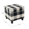 Pyp Square Storage Ottoman | 18" Black Plaid Cotton | Ebony Legs